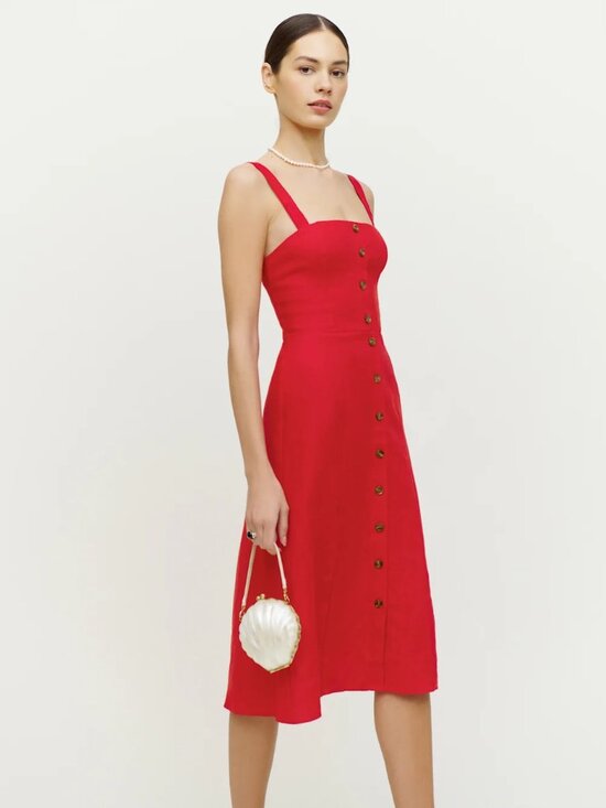 Reformation Dresses & Skirts - Reformation Folsom Linen Dress Cherry Size 0